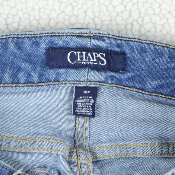 Chaps Jeans Womens 10P Petite Blue Southwestern Argyle Tapered Stretchy Denim - Picture 11 of 12
